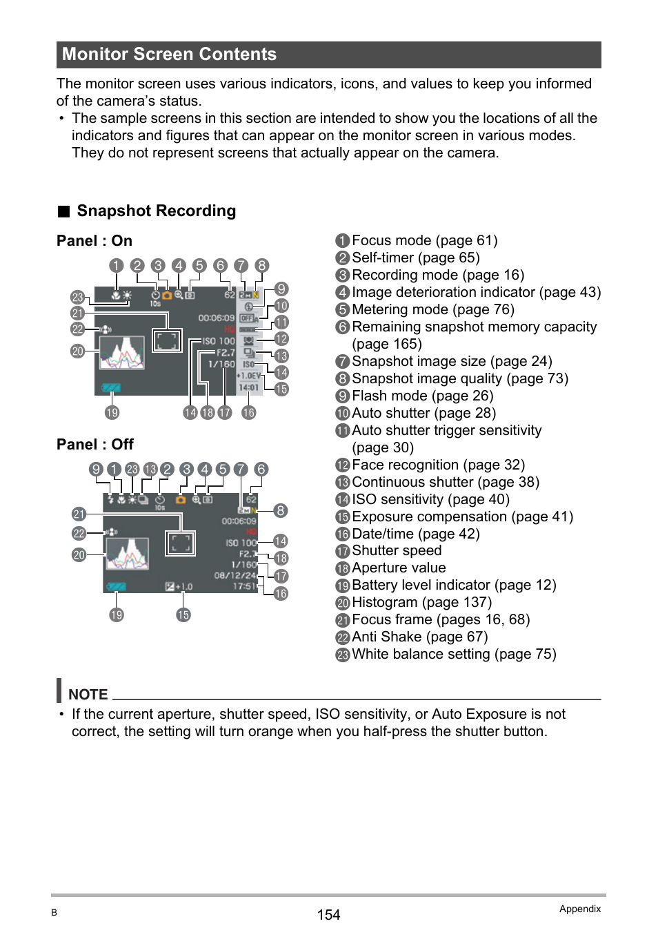 Monitor screen contents | Casio EX-Z100 User Manual | Page 154 / 171