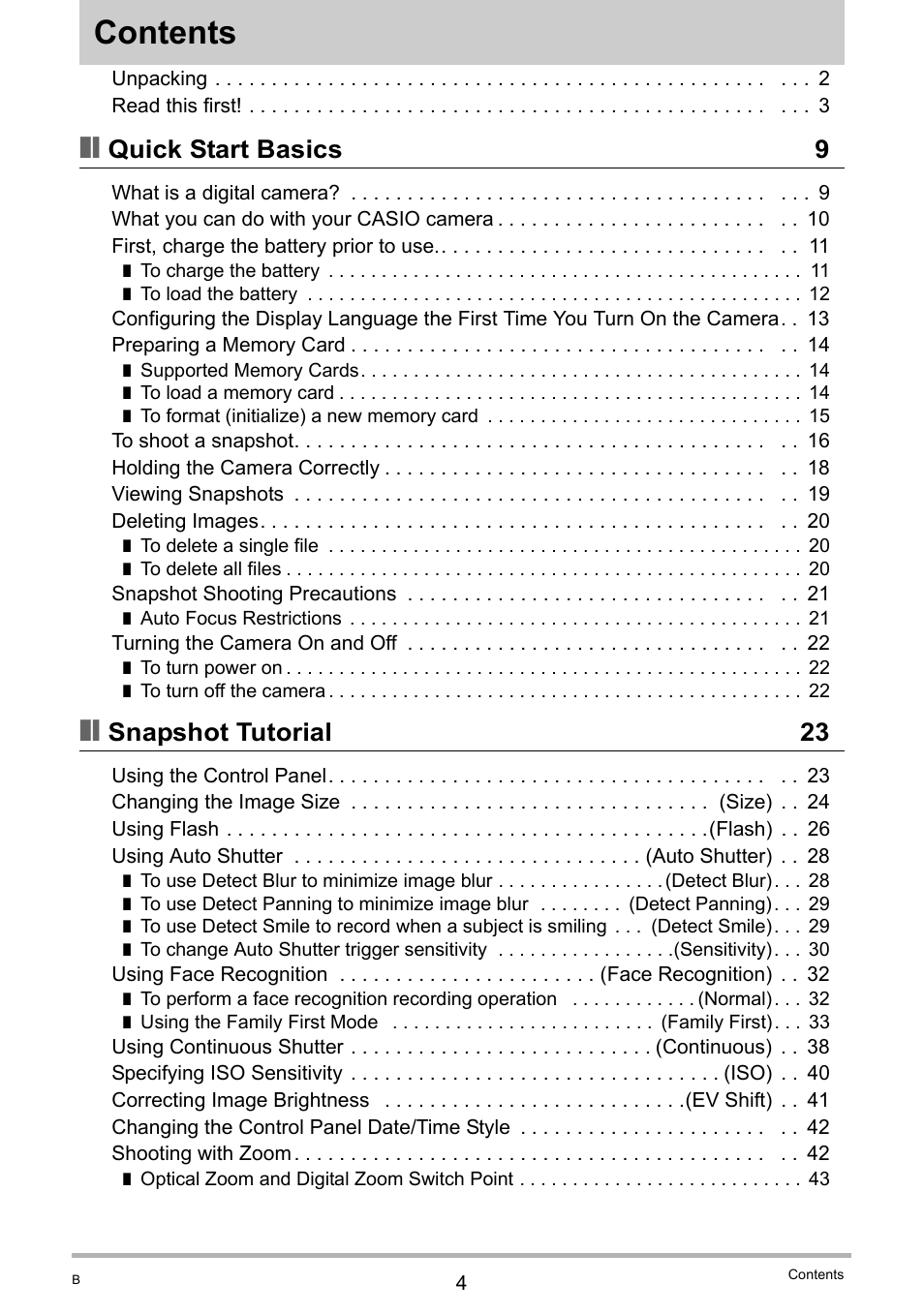 Casio EX-Z100 User Manual | Page 4 / 171