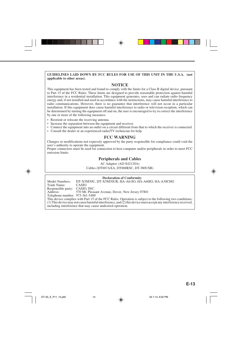 Casio DT-X5 Series User Manual | Page 15 / 73