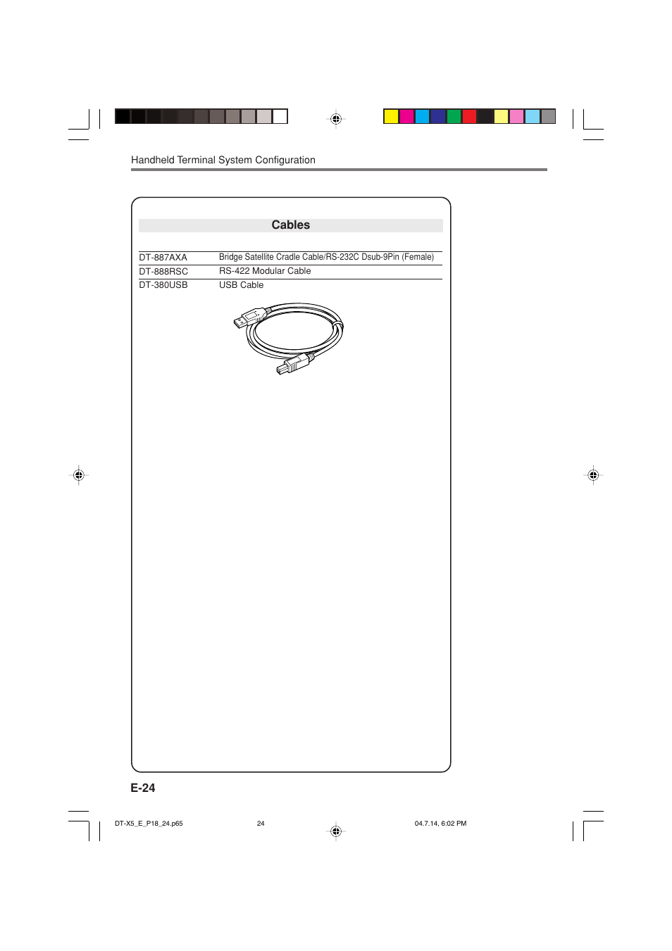 E-24 cables | Casio DT-X5 Series User Manual | Page 26 / 73