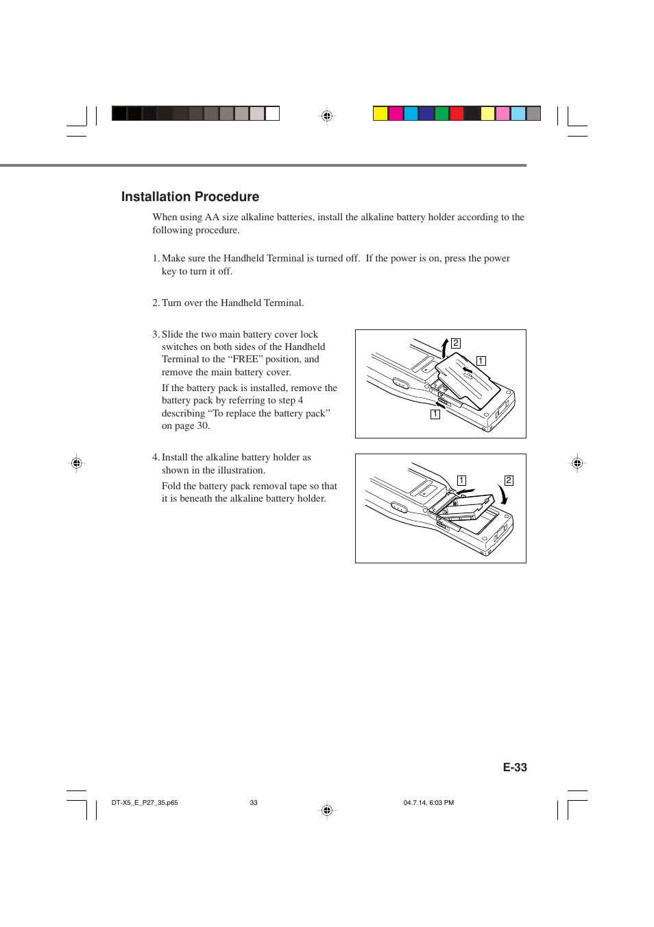 Installation procedure | Casio DT-X5 Series User Manual | Page 35 / 73