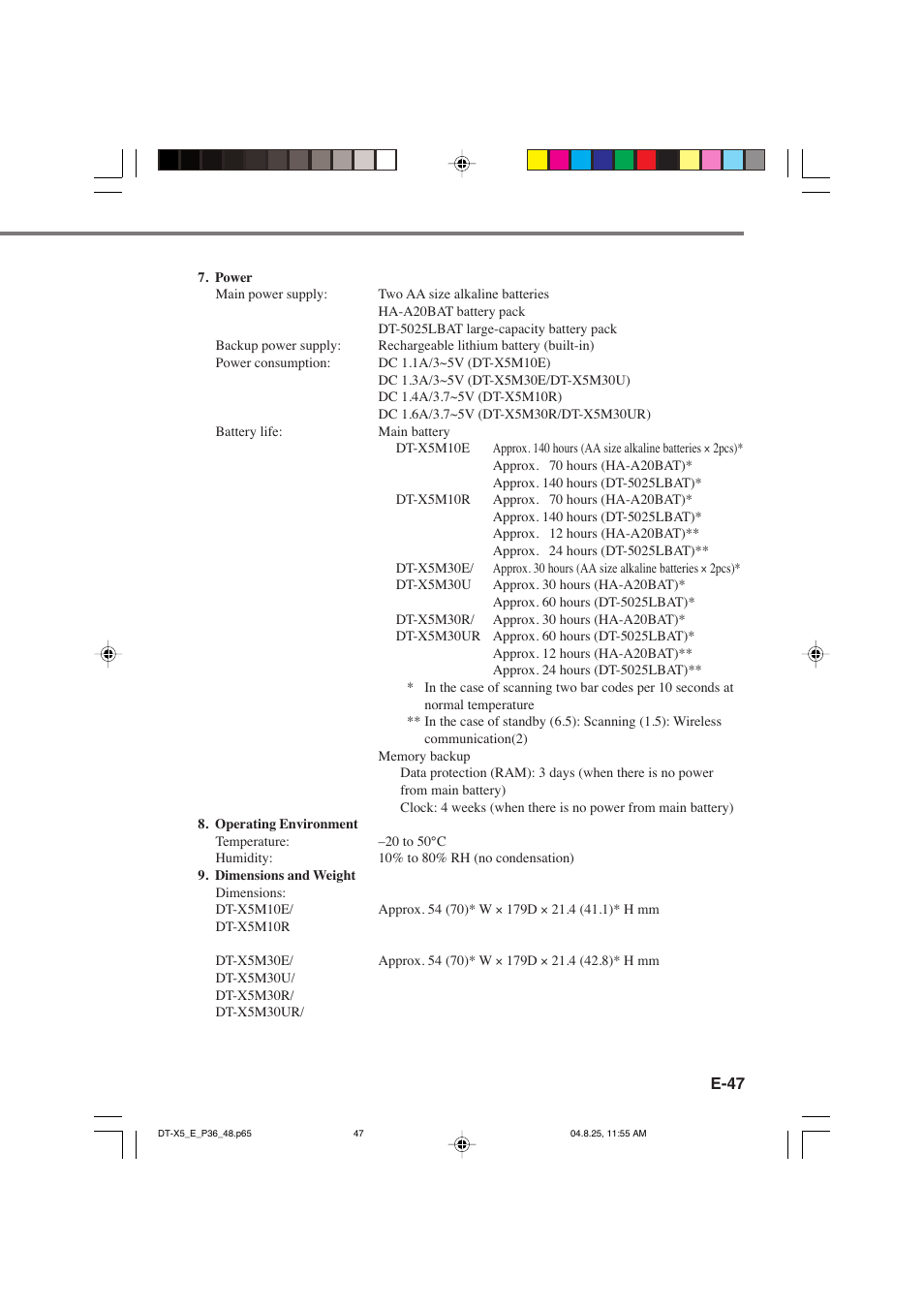 Casio DT-X5 Series User Manual | Page 49 / 73