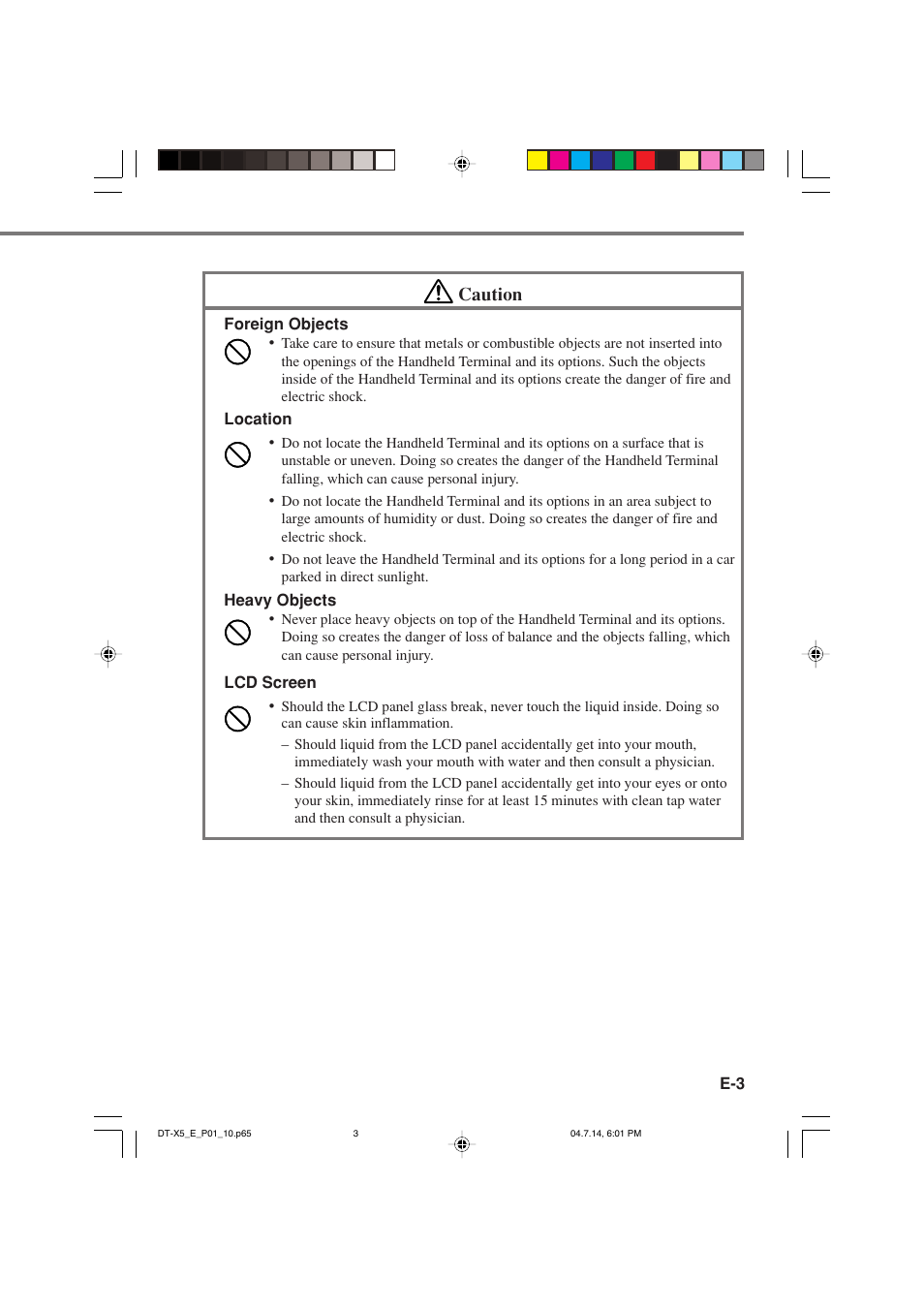 Caution | Casio DT-X5 Series User Manual | Page 5 / 73