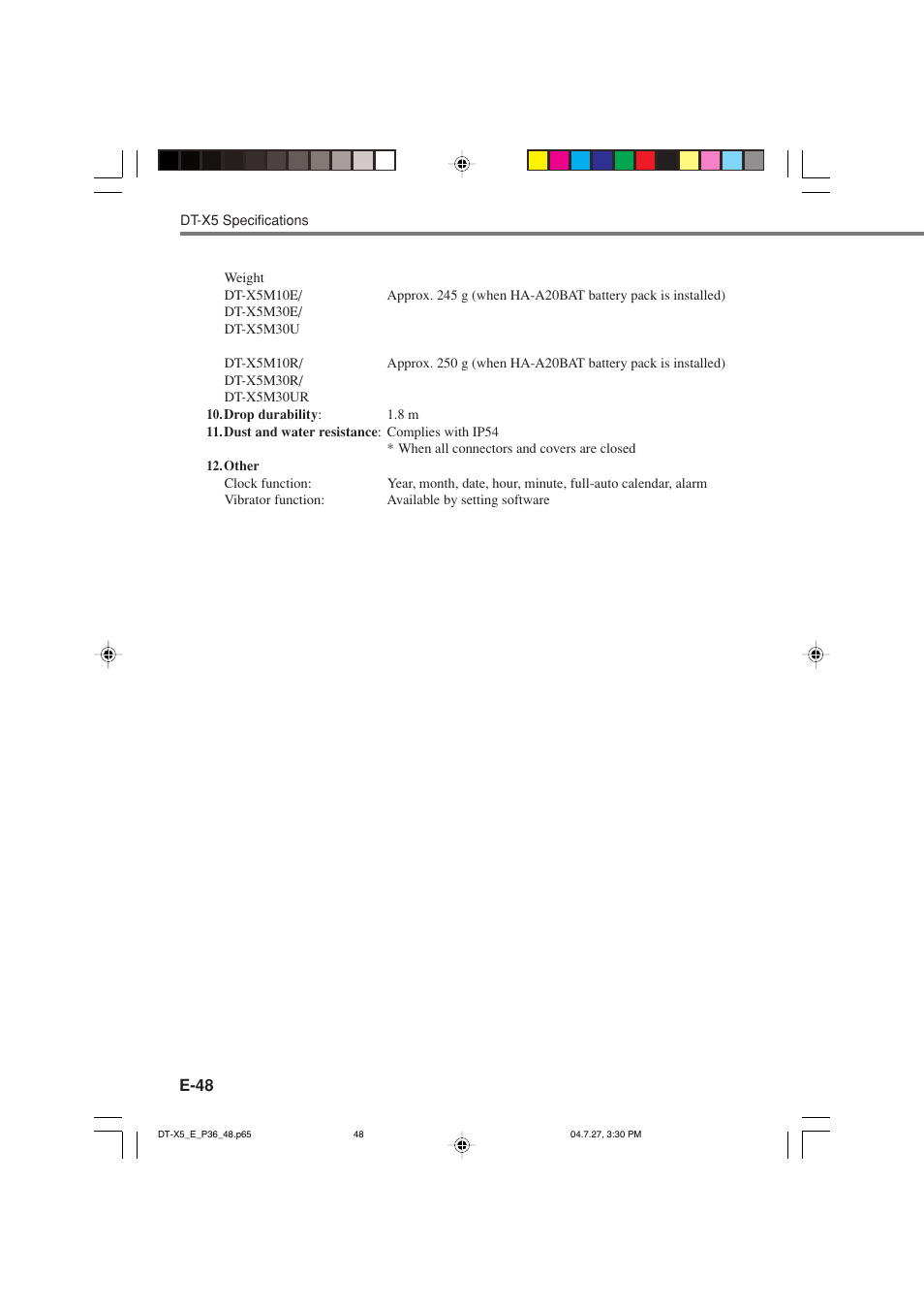 Casio DT-X5 Series User Manual | Page 50 / 73