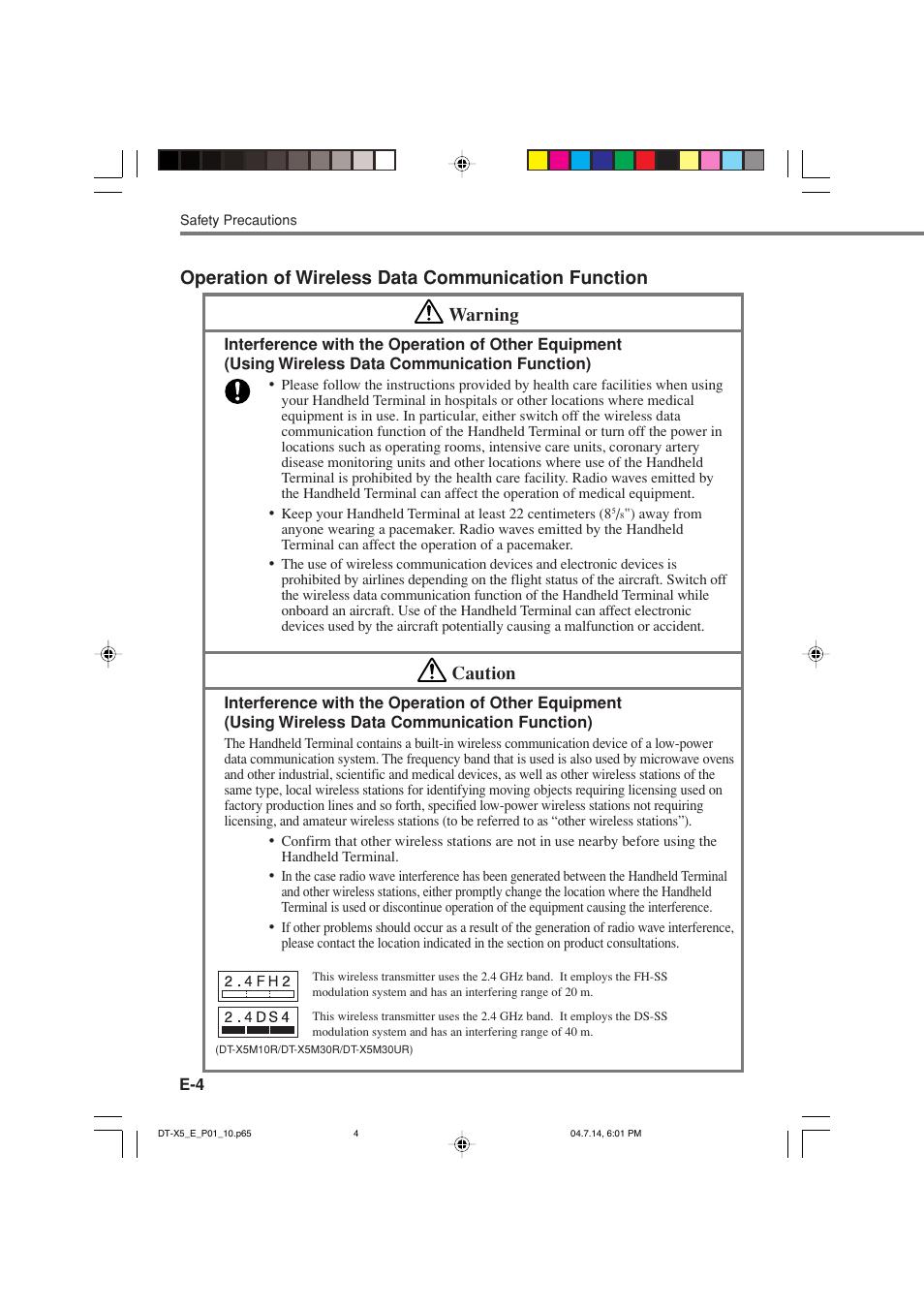 Caution | Casio DT-X5 Series User Manual | Page 6 / 73