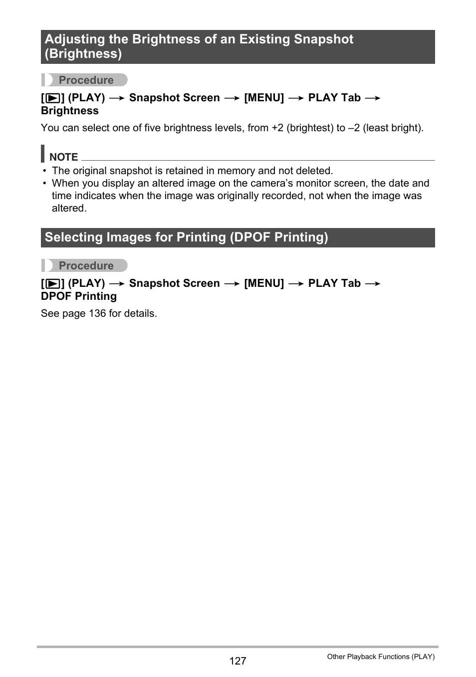 Selecting images for printing (dpof printing) | Casio EX-FH100 User Manual | Page 127 / 203