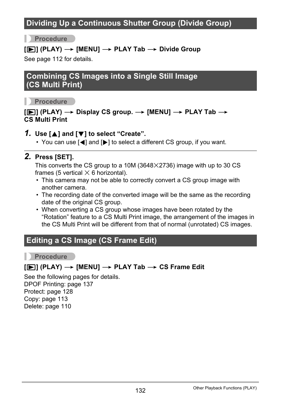 Editing a cs image (cs frame edit) | Casio EX-FH100 User Manual | Page 132 / 203