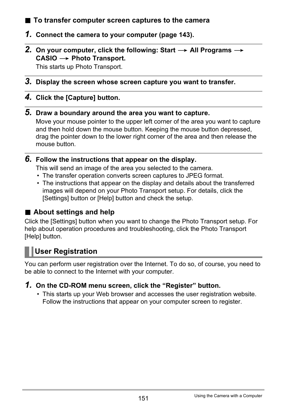 User registration | Casio EX-FH100 User Manual | Page 151 / 203