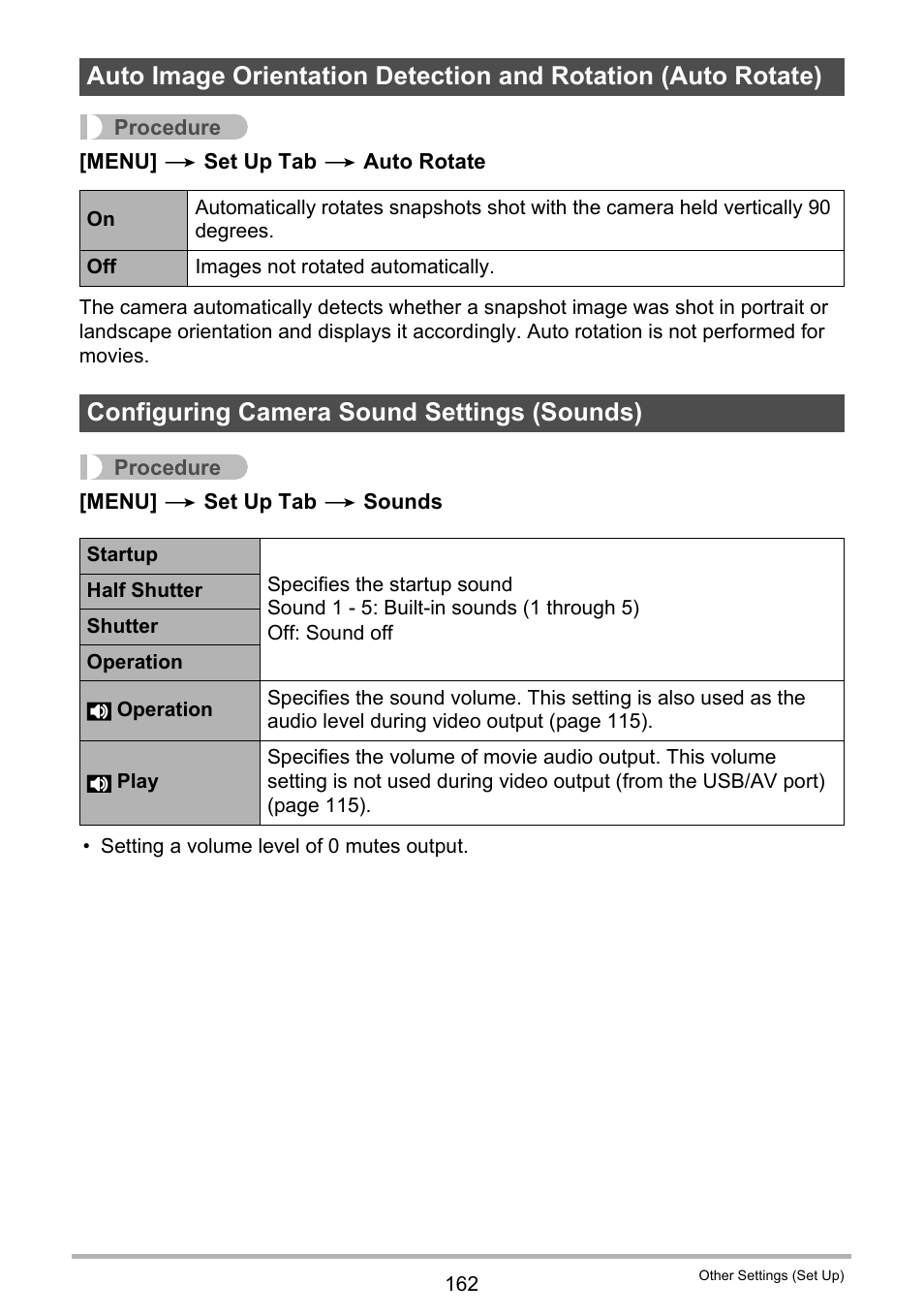 Configuring camera sound settings (sounds) | Casio EX-FH100 User Manual | Page 162 / 203