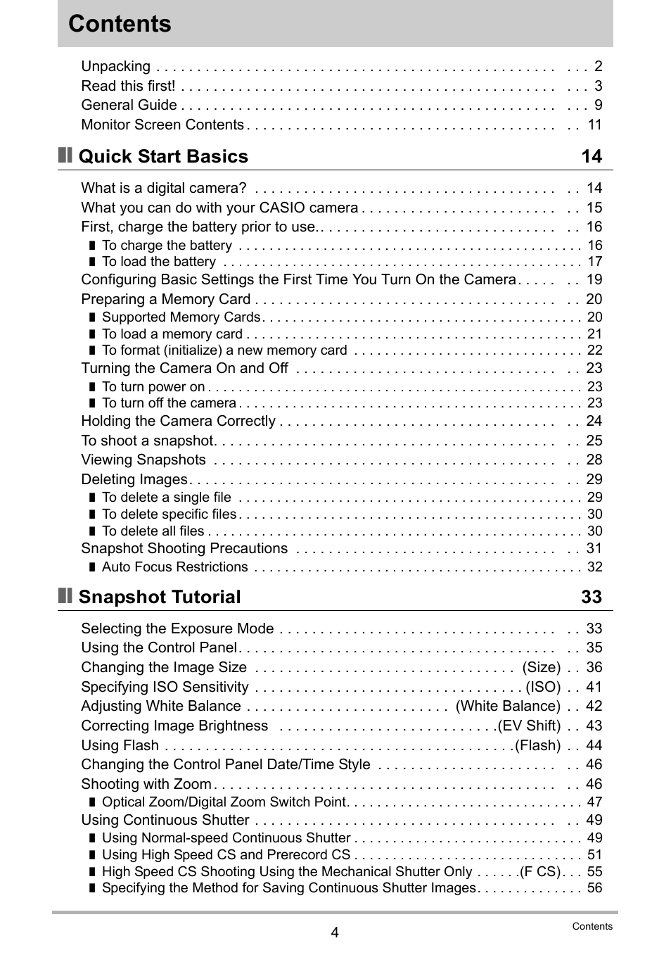 Casio EX-FH100 User Manual | Page 4 / 203