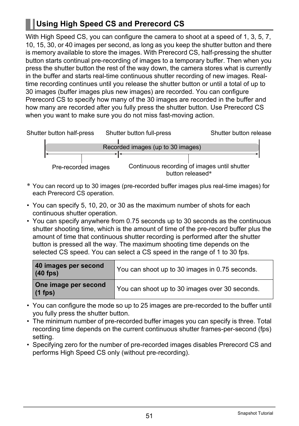 Using high speed cs and prerecord cs, For more information | Casio EX-FH100 User Manual | Page 51 / 203