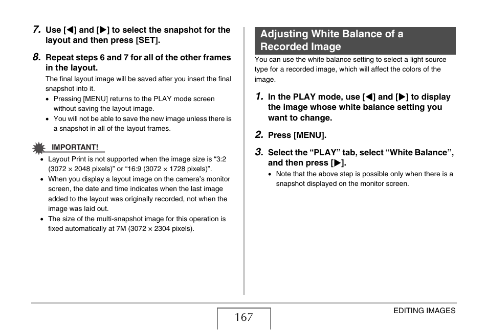 Adjusting white balance of a recorded image | Casio EXILIM EX-Z77 User Manual | Page 167 / 265