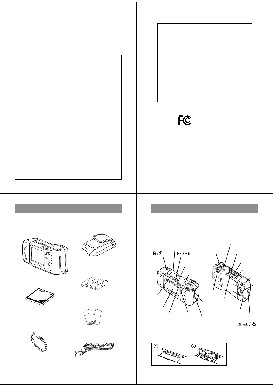 Unpacking, General guide, Top and display / lens | Declaration of conformity | Casio QV-700 User Manual | Page 3 / 25