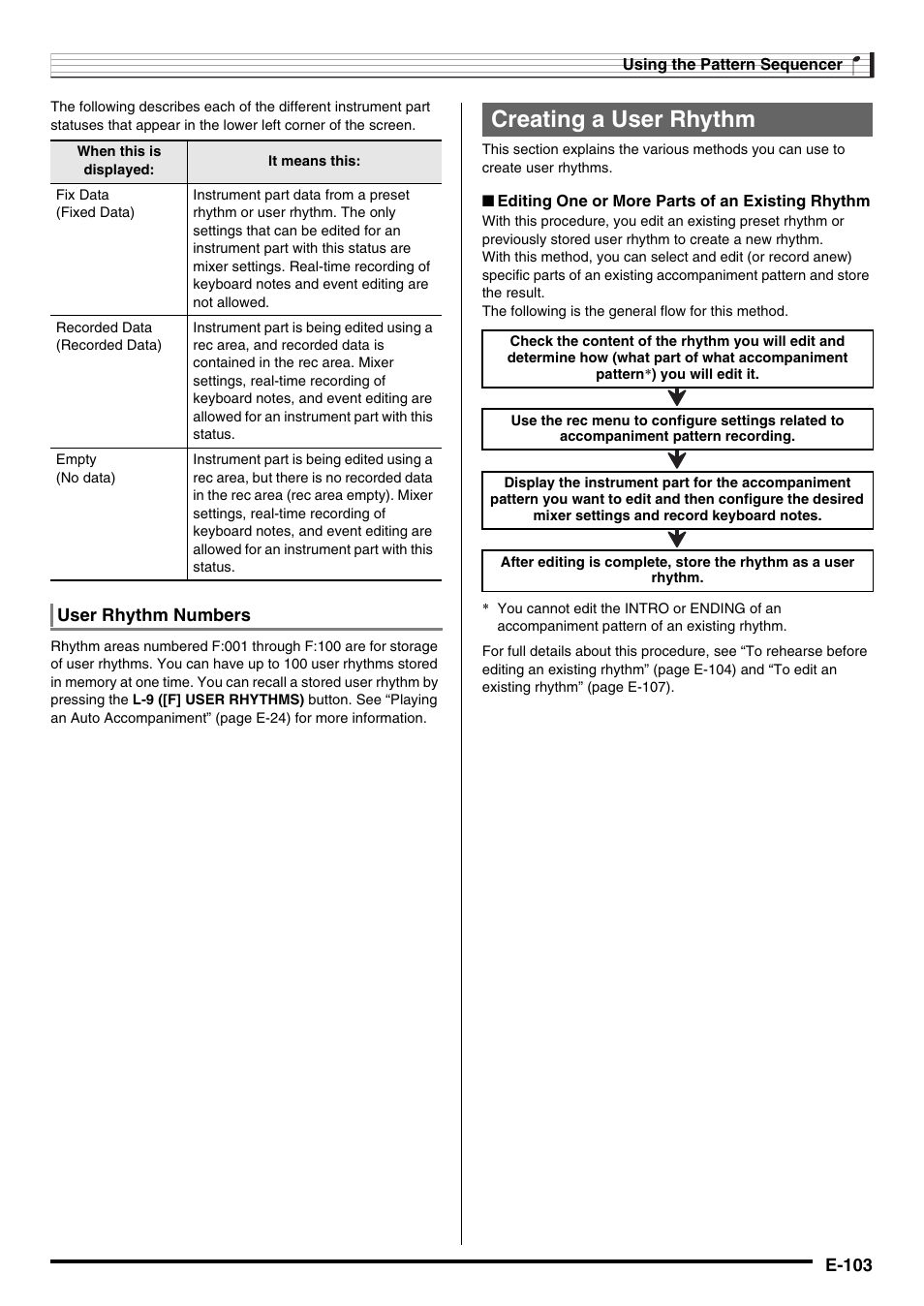Creating a user rhythm | Casio CTK-7000 User Manual | Page 105 / 168