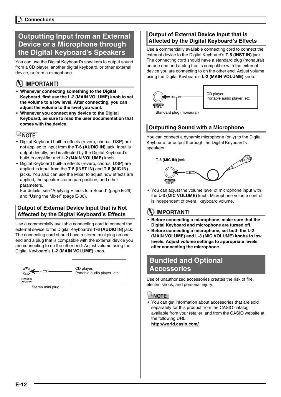 Bundled and optional accessories | Casio CTK-7000 User Manual | Page 14 / 168