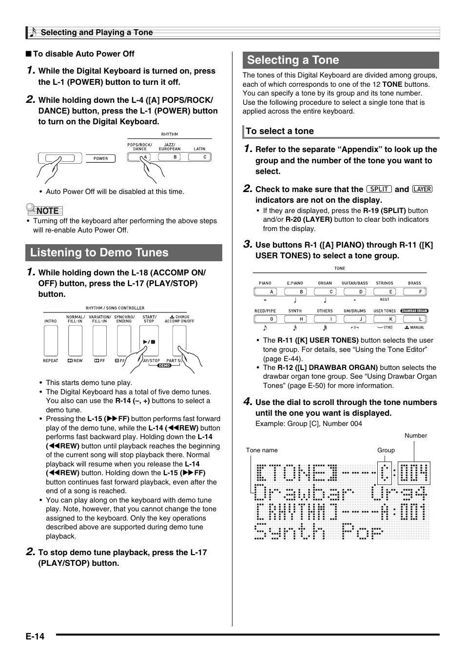Listening to demo tunes selecting a tone | Casio CTK-7000 User Manual | Page 16 / 168