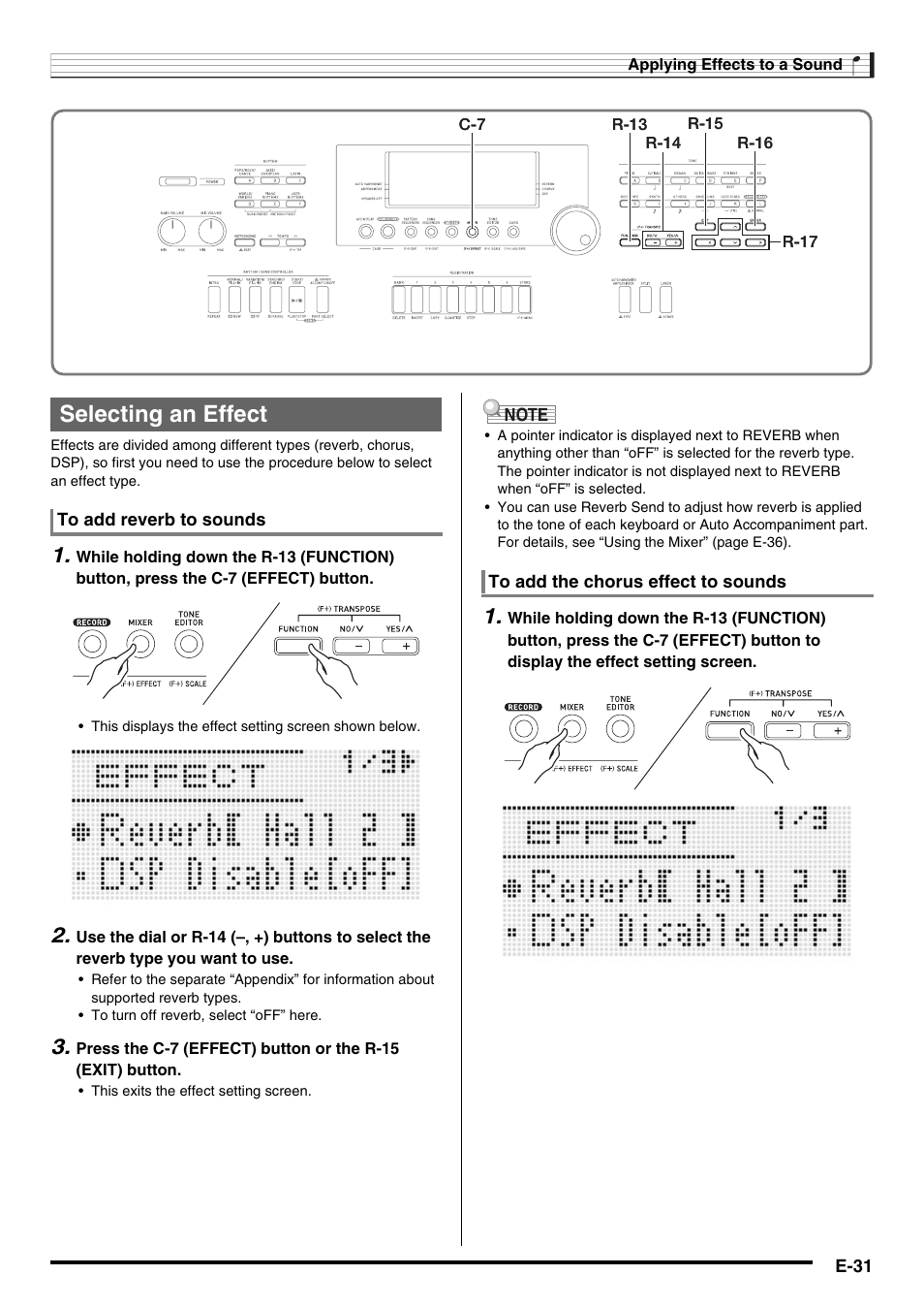 Selecting an effect | Casio CTK-7000 User Manual | Page 33 / 168