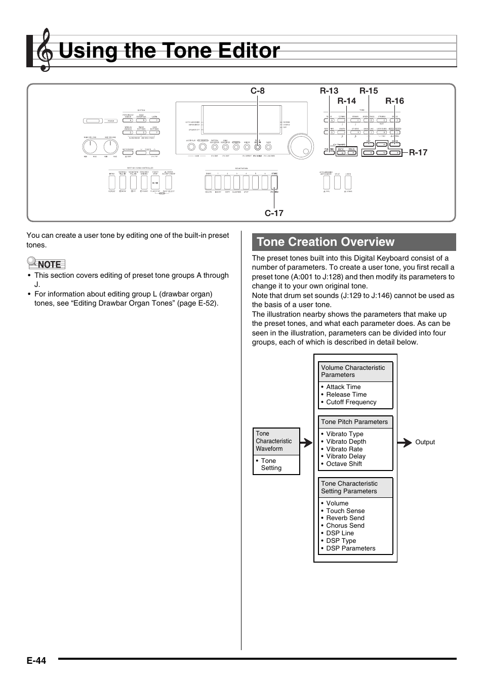 Using the tone editor, Tone creation overview | Casio CTK-7000 User Manual | Page 46 / 168
