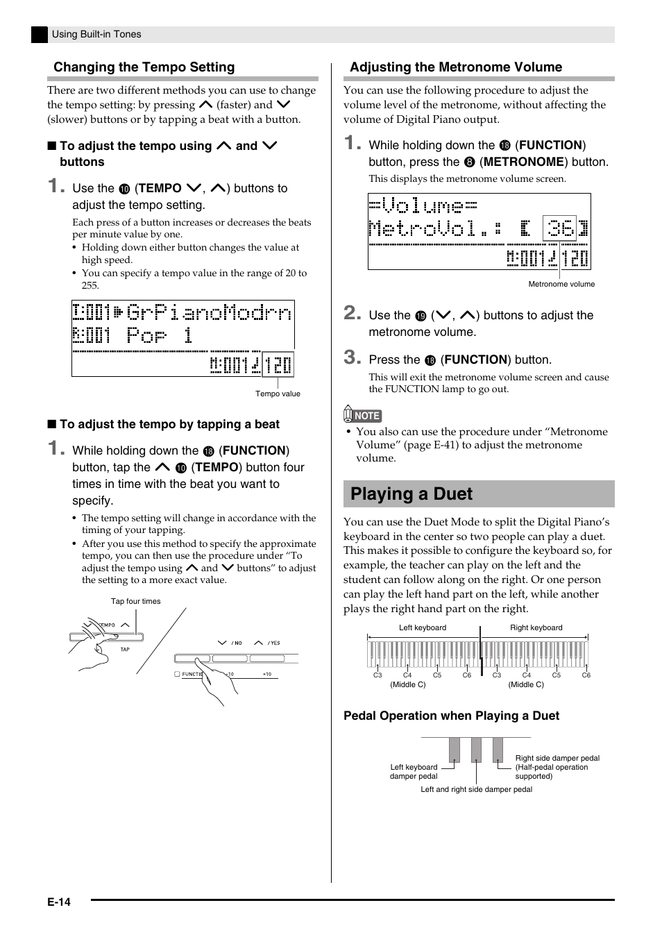 Playing a duet | Casio Celviano 6ES1A User Manual | Page 18 / 79