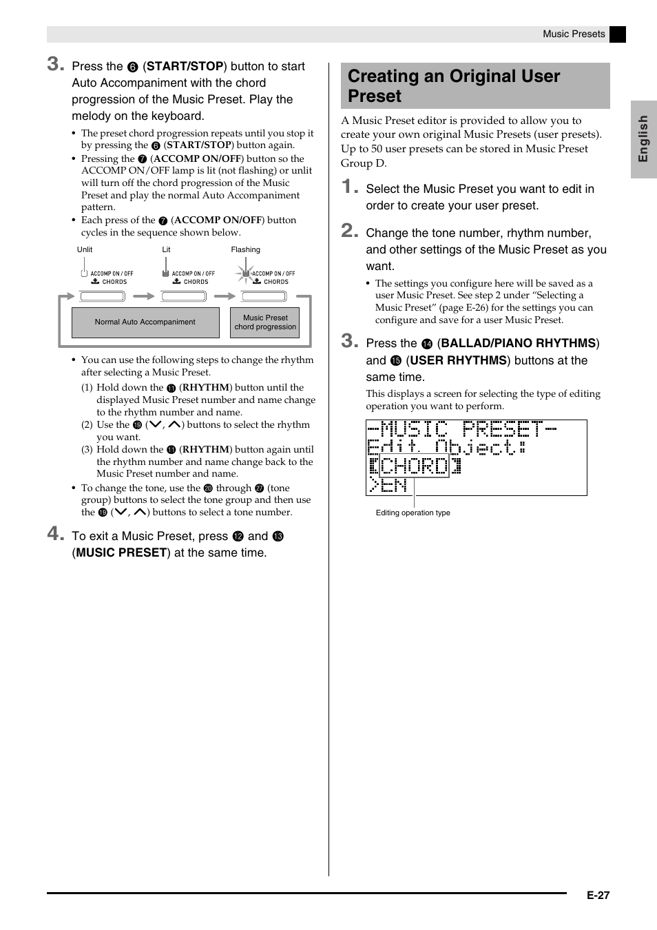 Creating an original user preset | Casio Celviano 6ES1A User Manual | Page 31 / 79