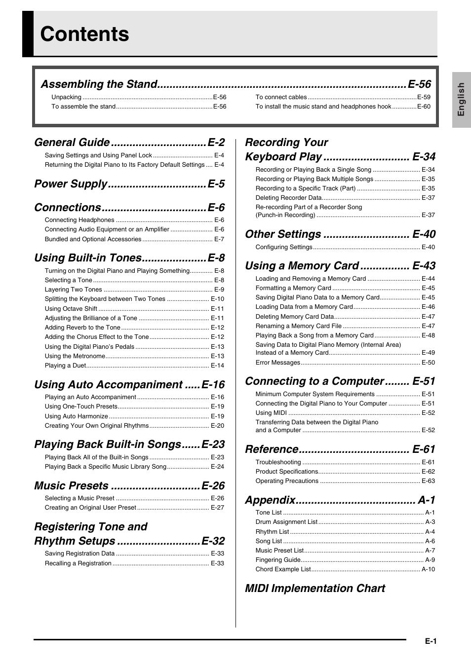 Casio Celviano 6ES1A User Manual | Page 5 / 79