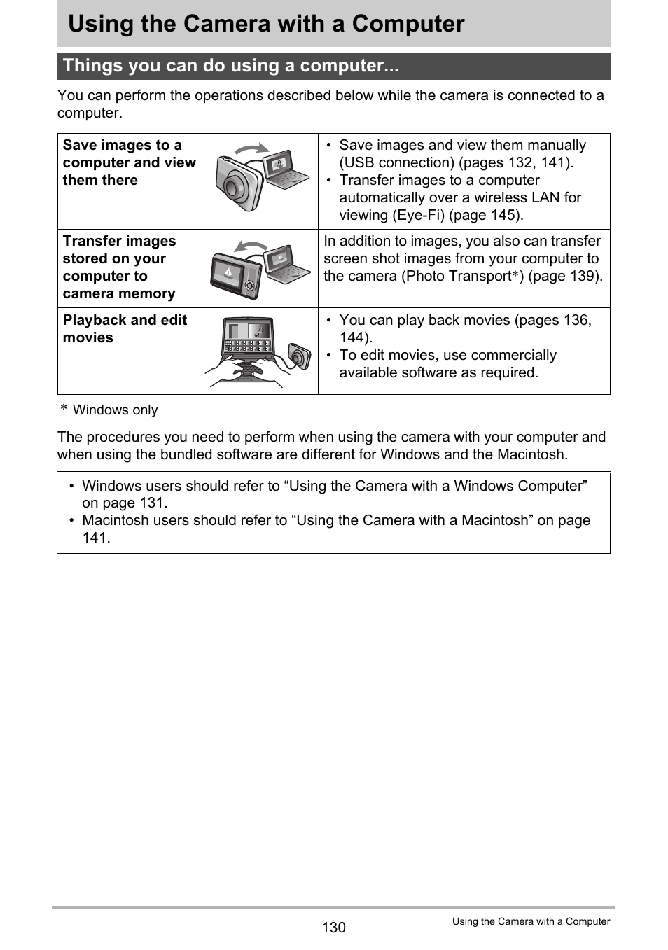 Using the camera with a computer, Things you can do using a computer | Casio EX-FC100 User Manual | Page 130 / 191