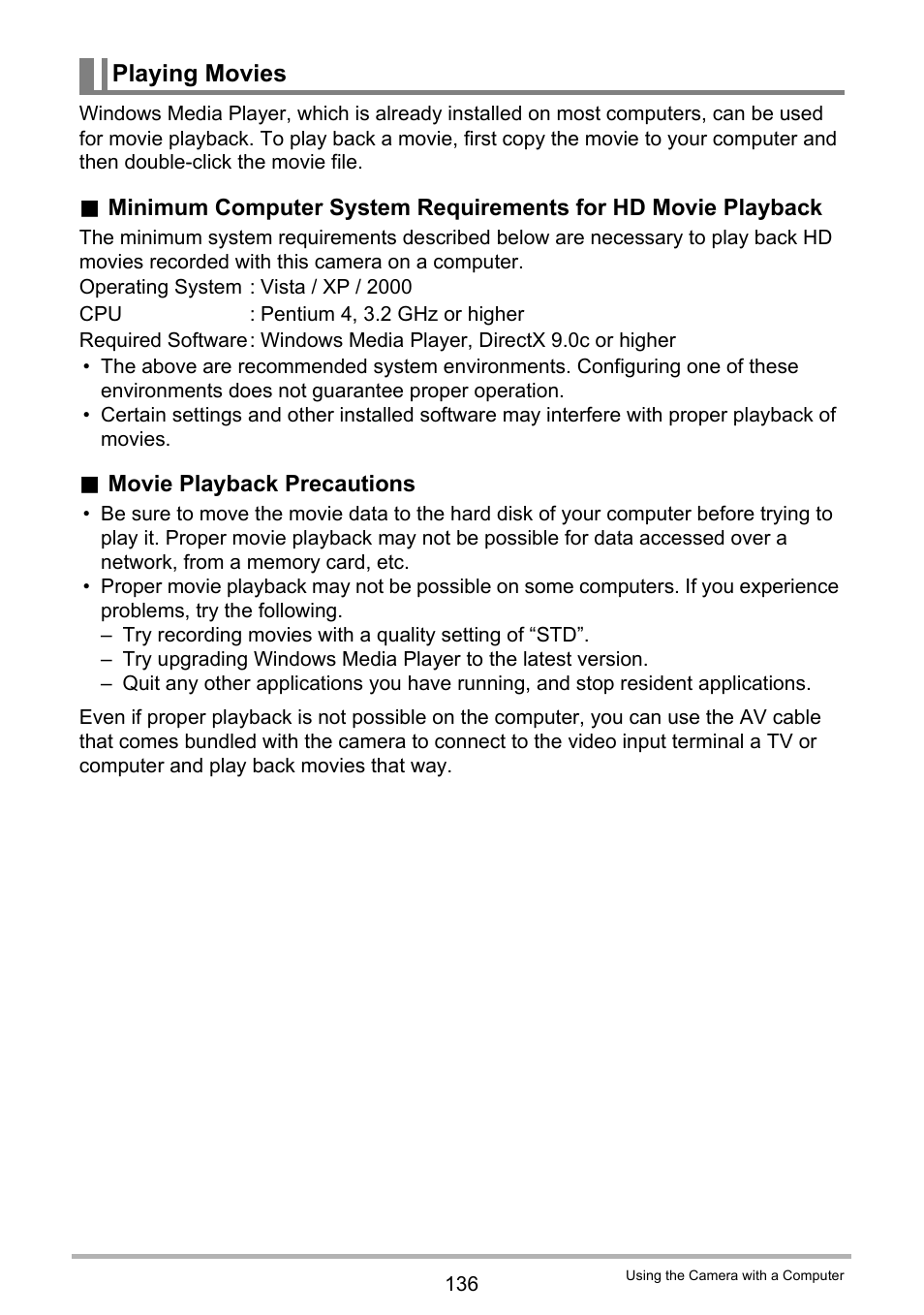 Playing movies | Casio EX-FC100 User Manual | Page 136 / 191