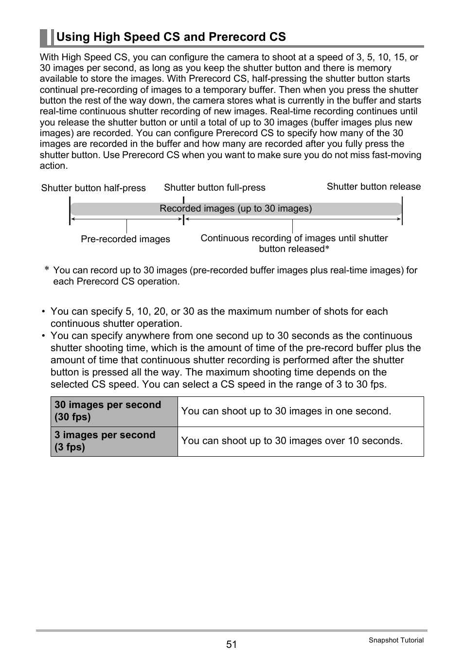 Using high speed cs and prerecord cs | Casio EX-FC100 User Manual | Page 51 / 191