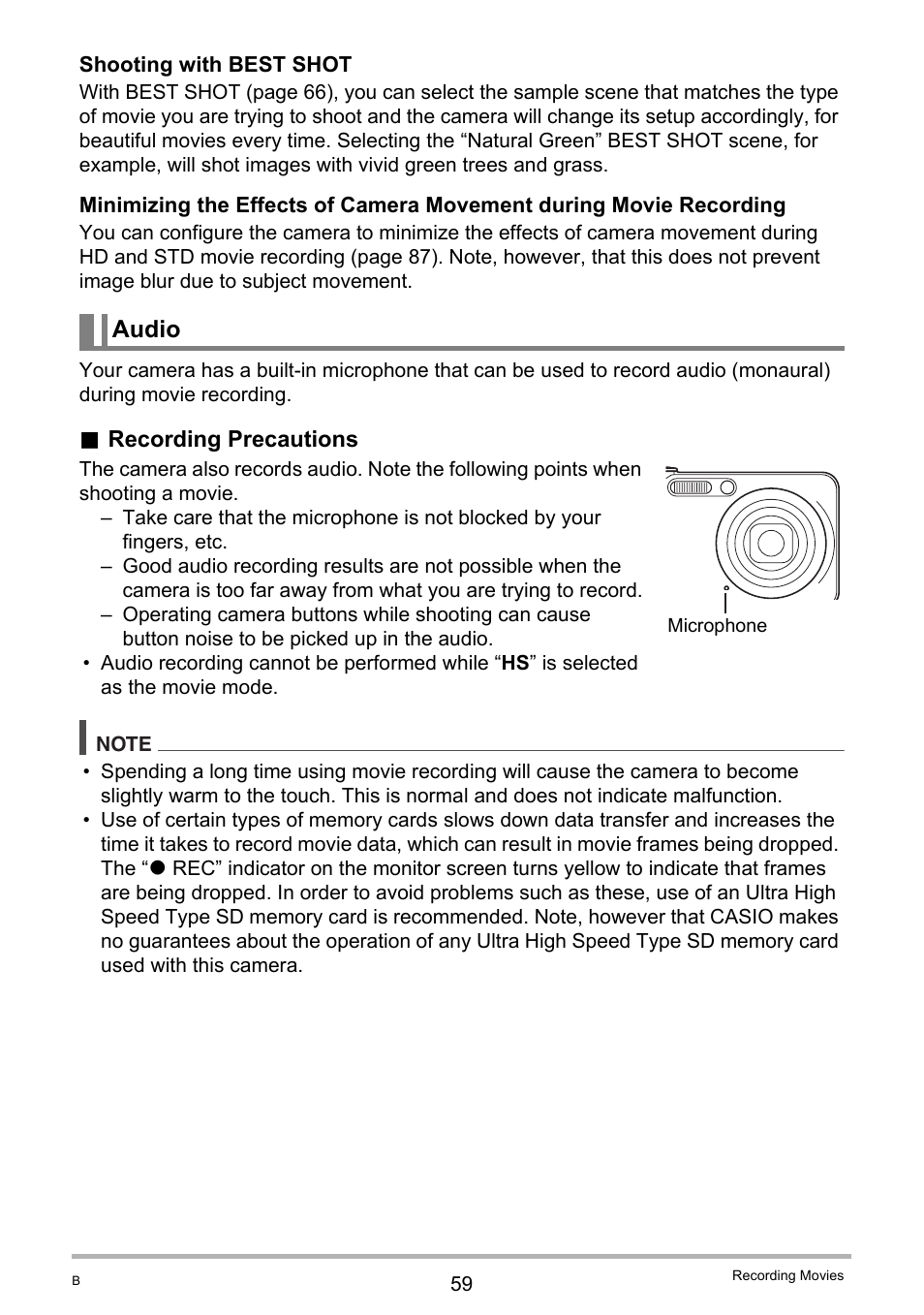 Audio | Casio EX-FC100 User Manual | Page 59 / 191