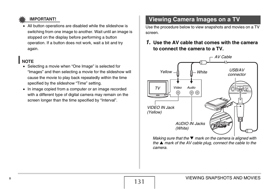 Viewing camera images on a tv | Casio EX-Z75 User Manual | Page 131 / 233