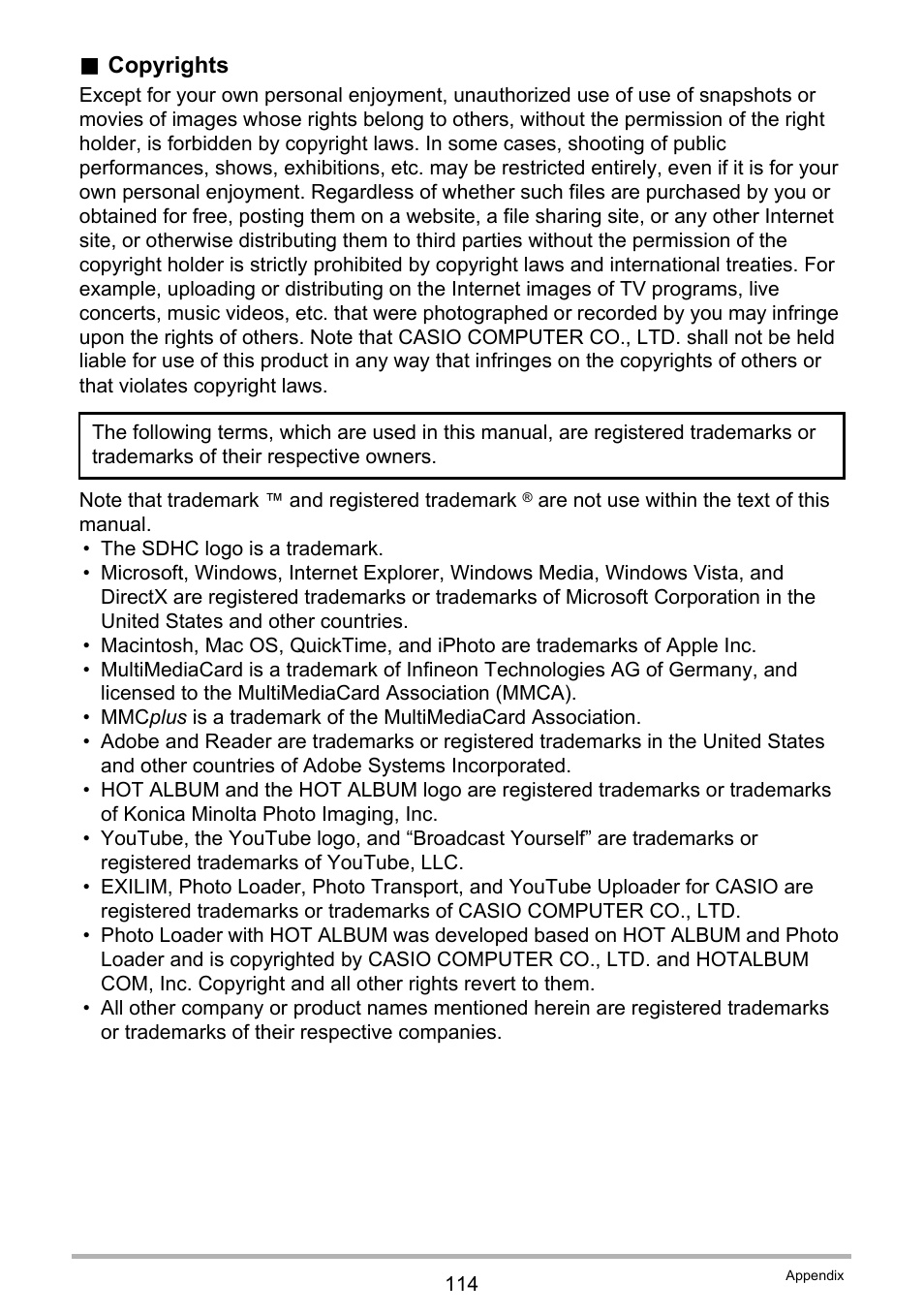 Casio EXILIM EX-Z22 User Manual | Page 114 / 139