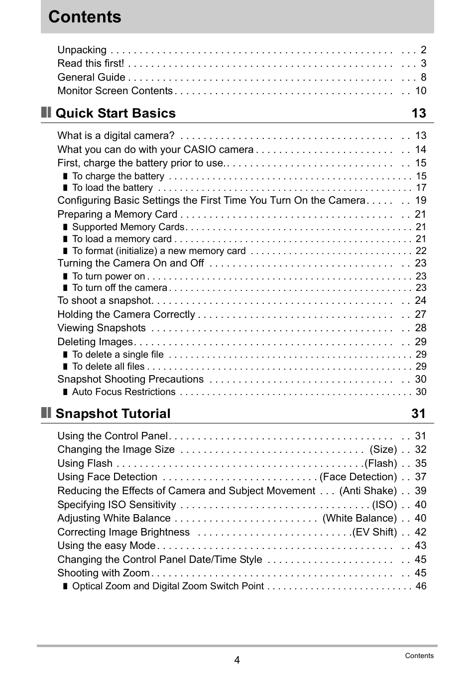 Casio EXILIM EX Z 2 User Manual | Page 4 / 148