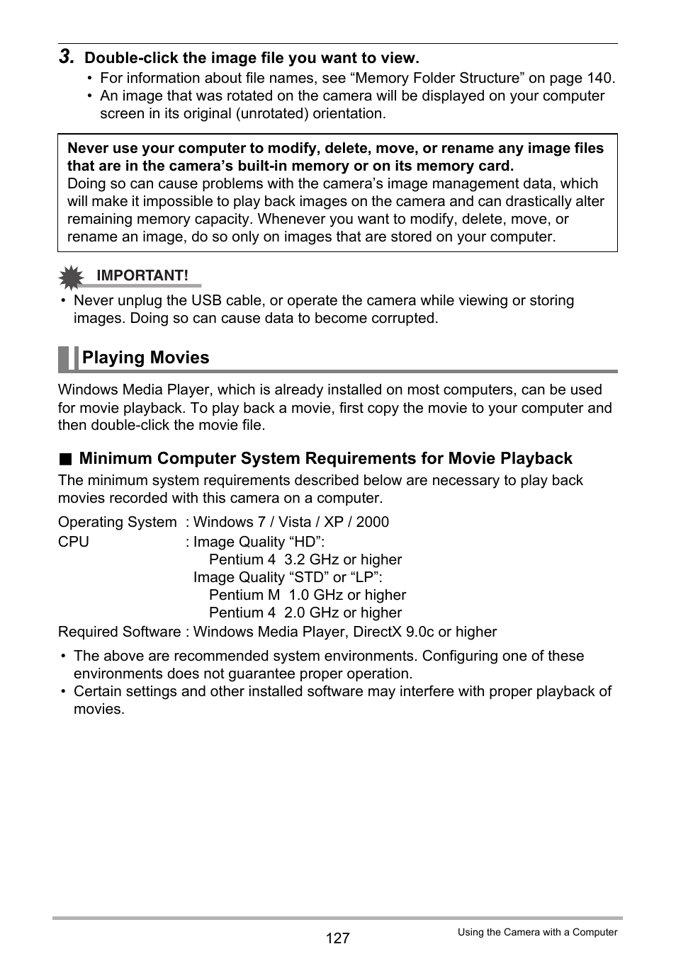 Playing movies | Casio EX-Z335 User Manual | Page 127 / 194