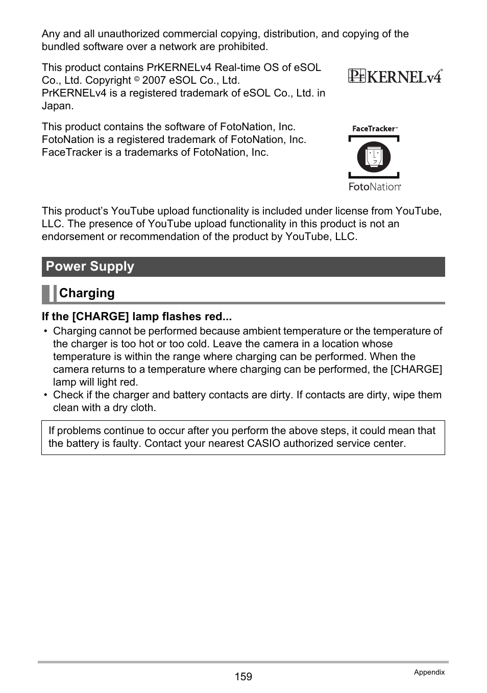 Power supply, Charging | Casio EX-Z335 User Manual | Page 159 / 194