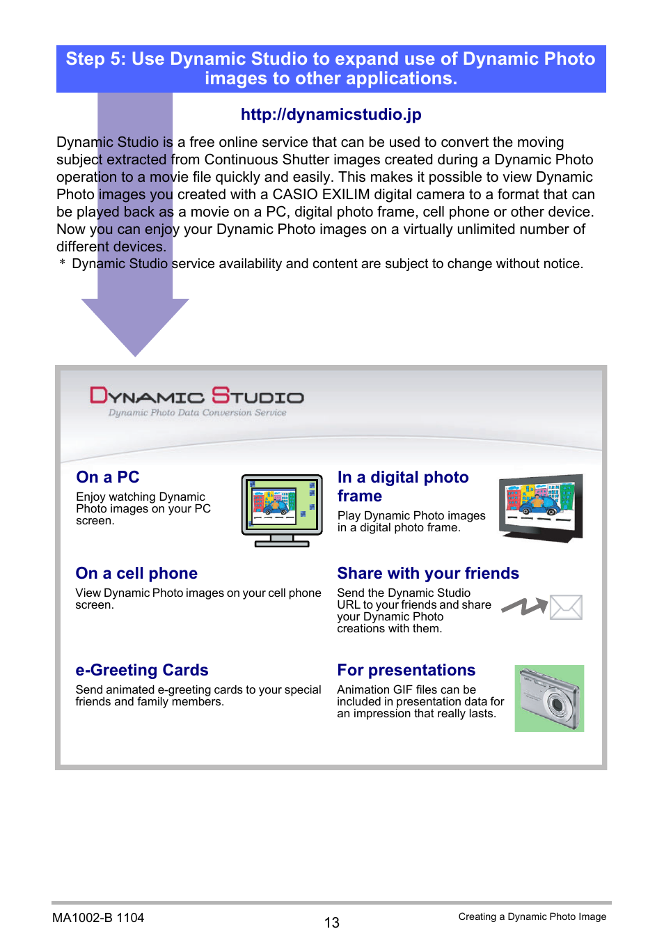 On a pc, On a cell phone, Share with your friends | E-greeting cards, For presentations | Casio EX-Z335 User Manual | Page 194 / 194