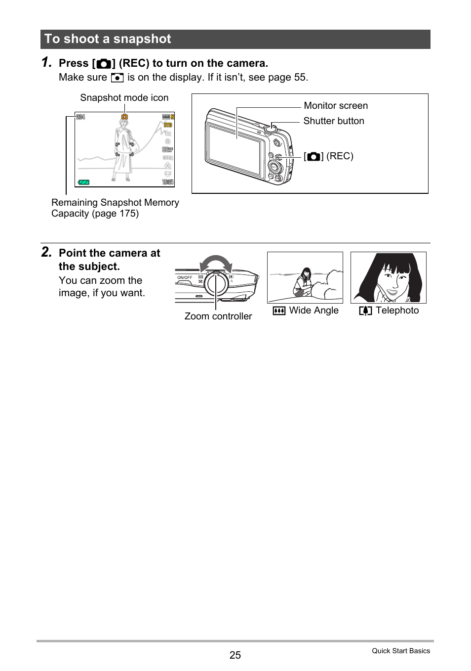 To shoot a snapshot | Casio EX-Z335 User Manual | Page 25 / 194