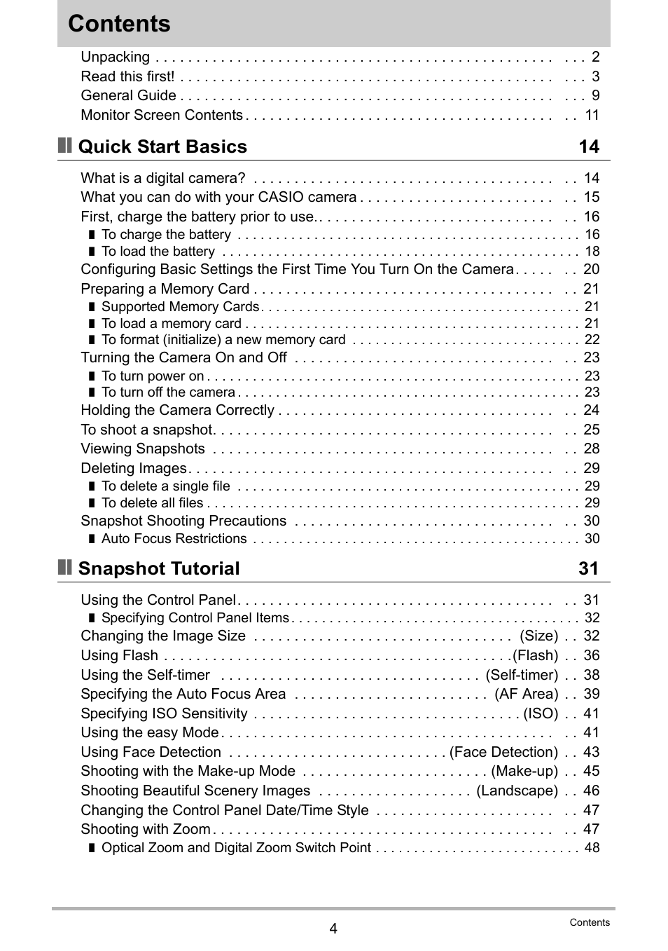 Casio EX-Z335 User Manual | Page 4 / 194