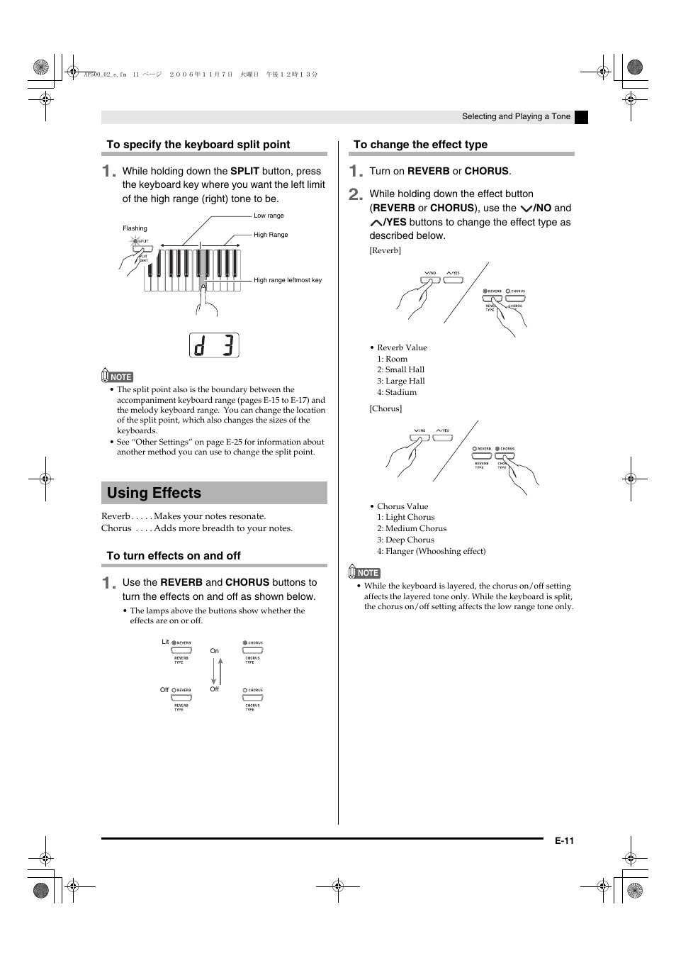 Using effects | Casio AP-500 User Manual | Page 15 / 57