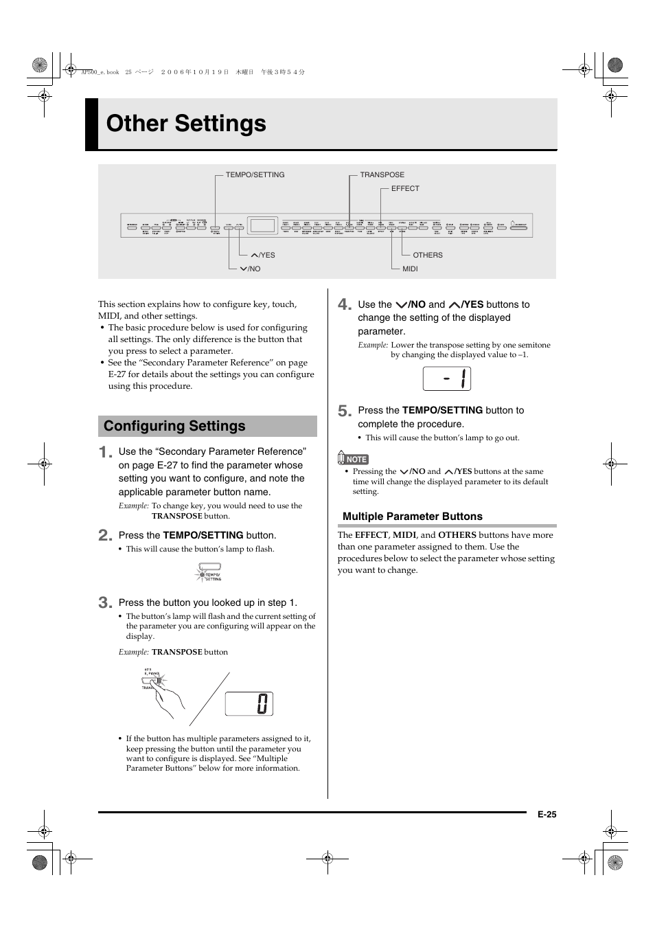 Other settings, Configuring settings | Casio AP-500 User Manual | Page 29 / 57