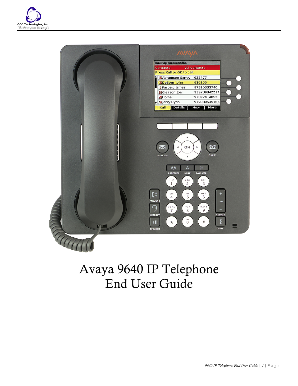 Avaya 9640 IP Telephone User Manual | 18 pages