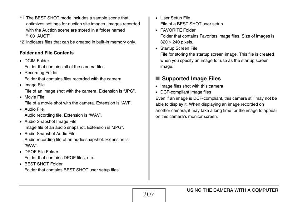 Supported image files | Casio EX-Z11 User Manual | Page 207 / 233