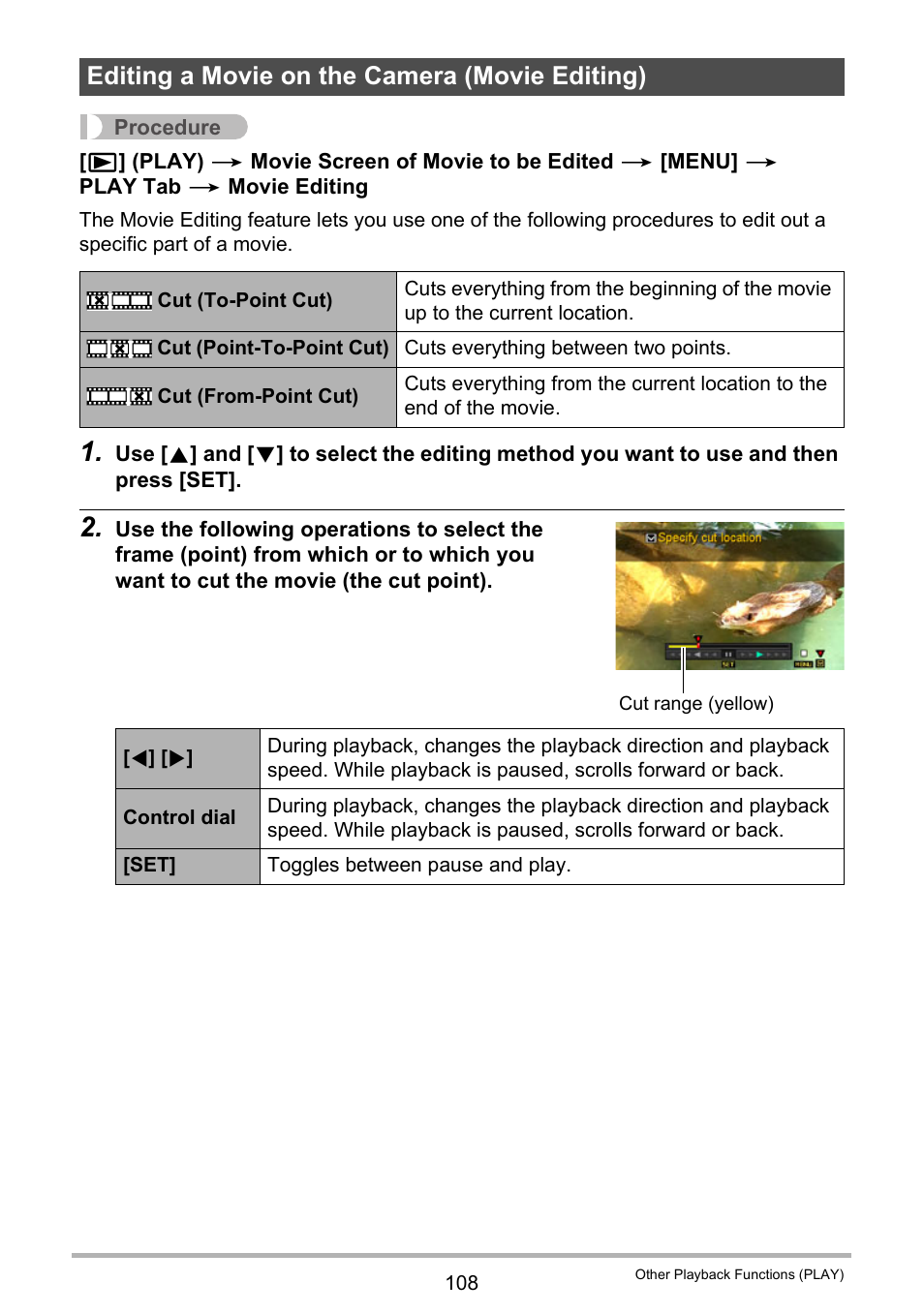 Editing a movie on the camera (movie editing) | Casio EXILIM EX-F1 User Manual | Page 108 / 185