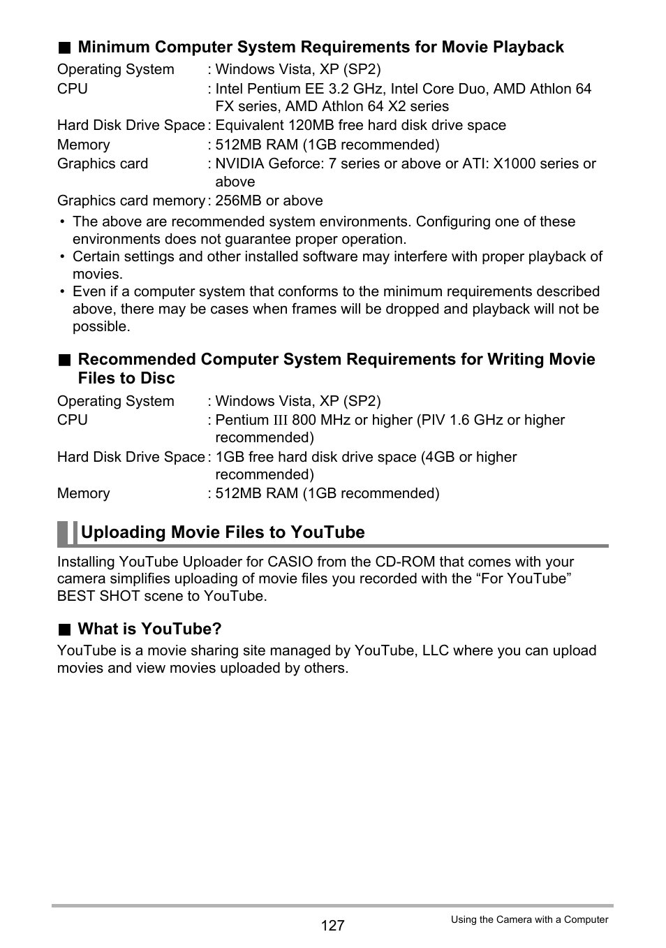 Uploading movie files to youtube | Casio EXILIM EX-F1 User Manual | Page 127 / 185