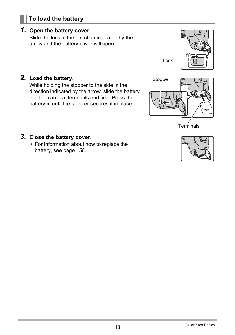 To load the battery | Casio EXILIM EX-F1 User Manual | Page 13 / 185