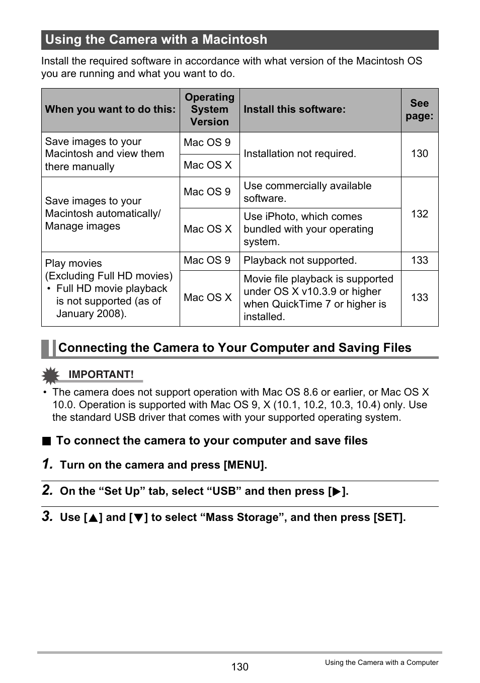 Using the camera with a macintosh | Casio EXILIM EX-F1 User Manual | Page 130 / 185