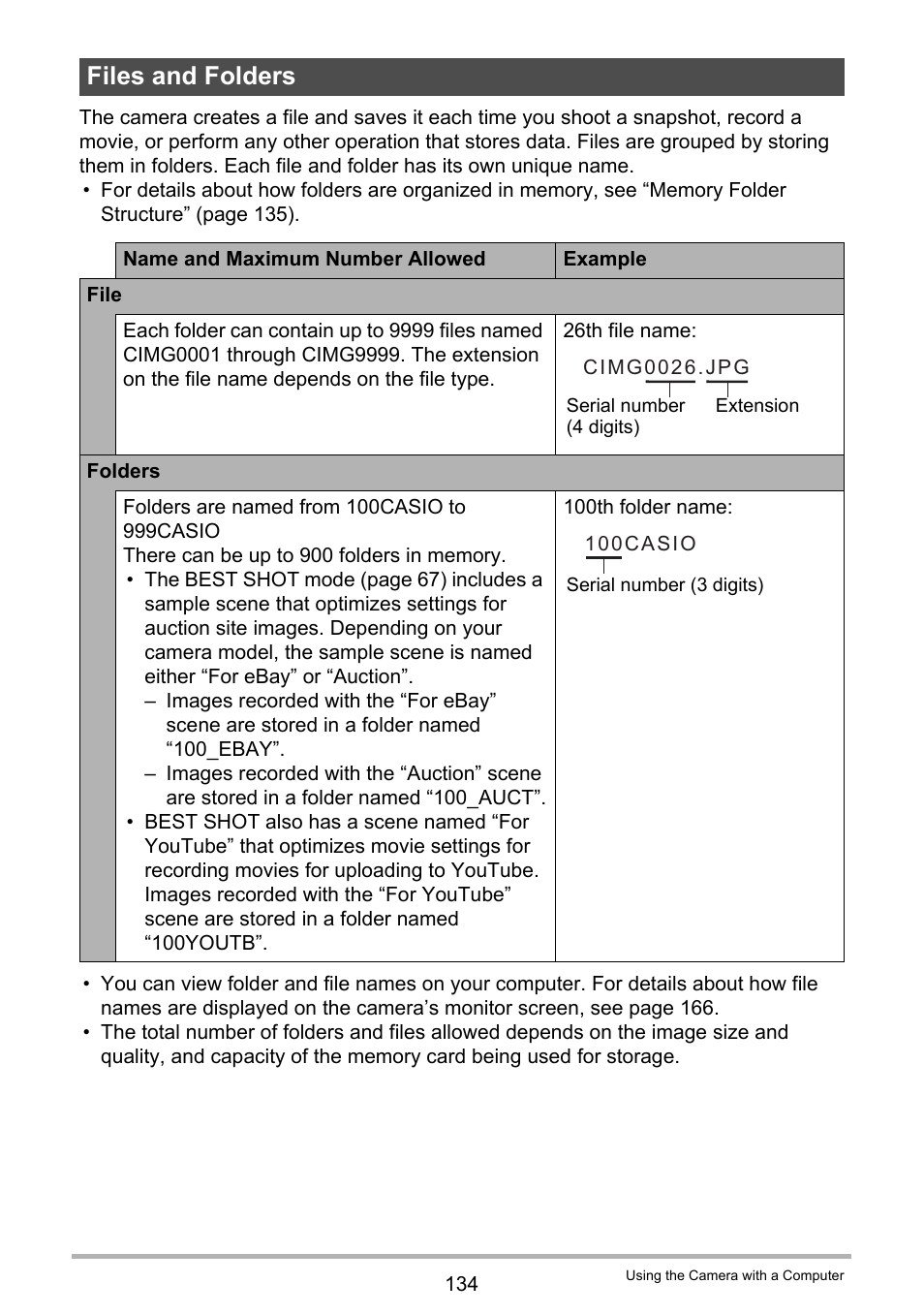 Files and folders | Casio EXILIM EX-F1 User Manual | Page 134 / 185