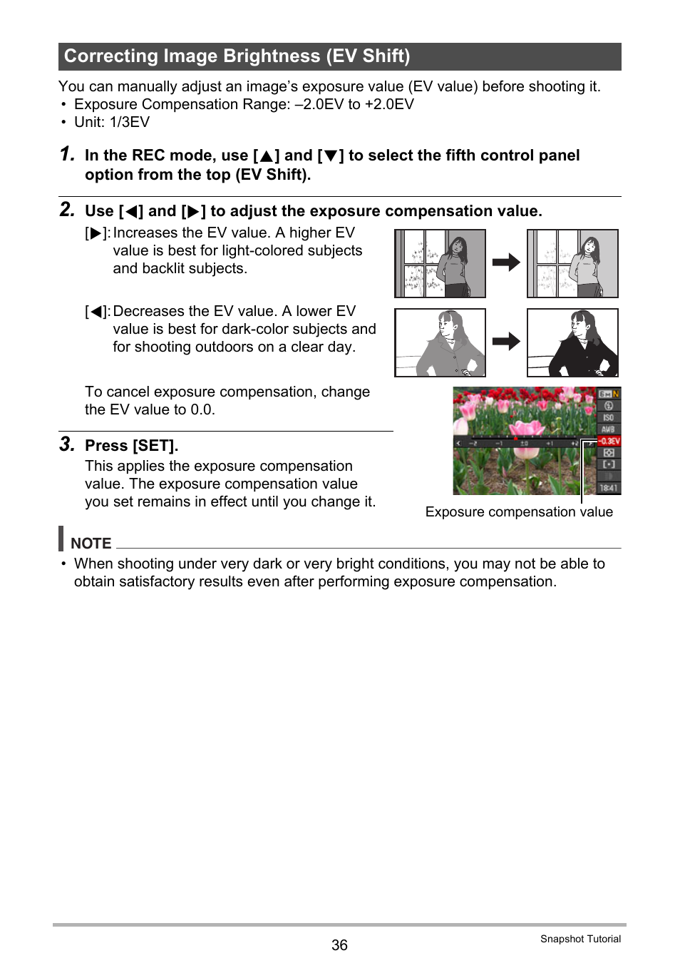 Correcting image brightness (ev shift) | Casio EXILIM EX-F1 User Manual | Page 36 / 185