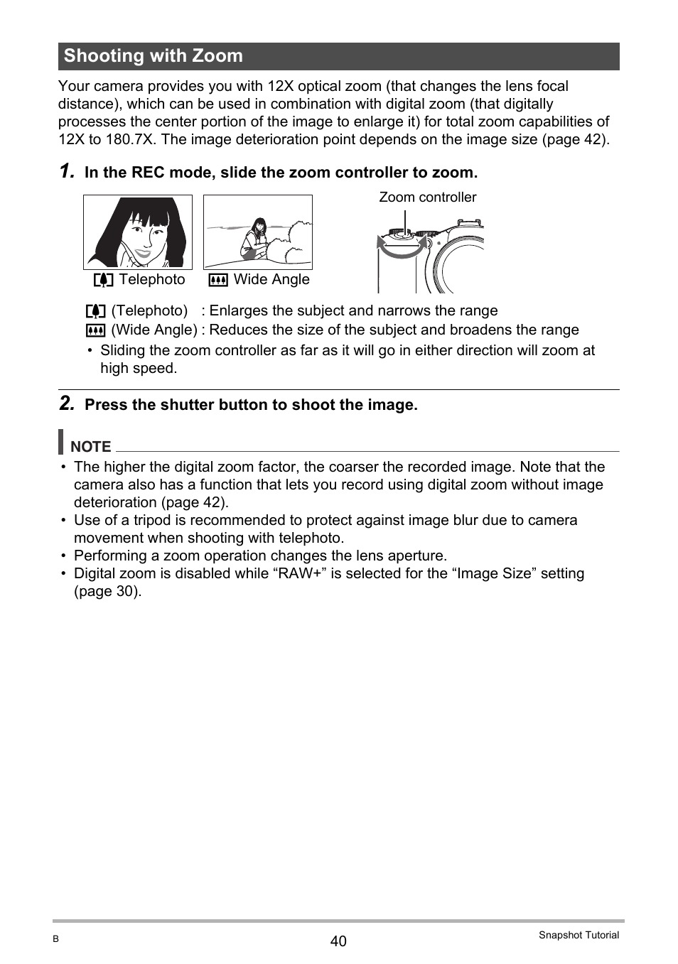 Shooting with zoom | Casio EXILIM EX-F1 User Manual | Page 40 / 185