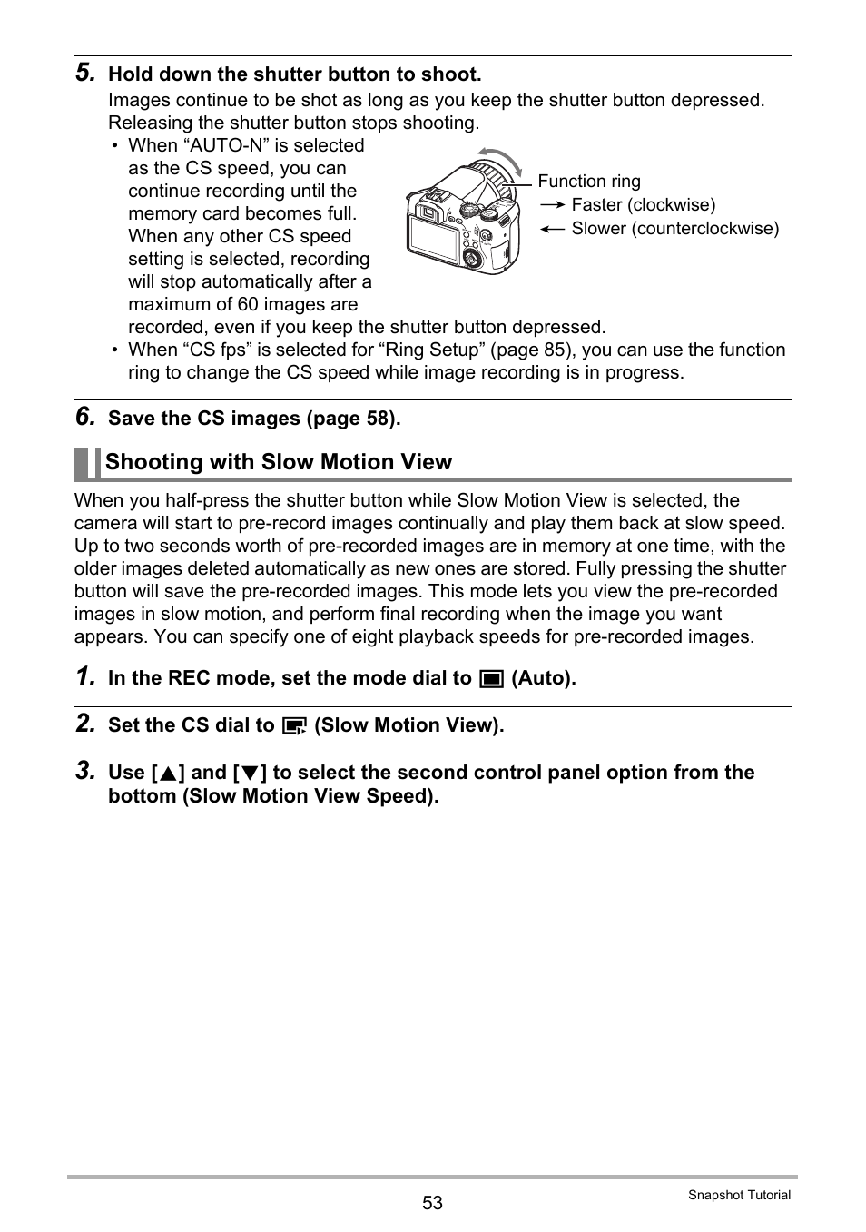 Shooting with slow motion view | Casio EXILIM EX-F1 User Manual | Page 53 / 185