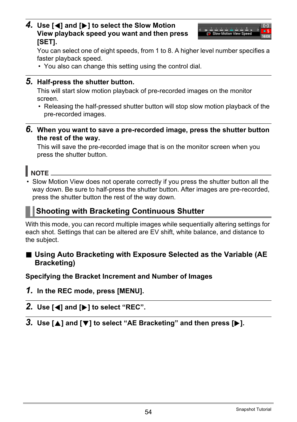 Shooting with bracketing continuous shutter | Casio EXILIM EX-F1 User Manual | Page 54 / 185